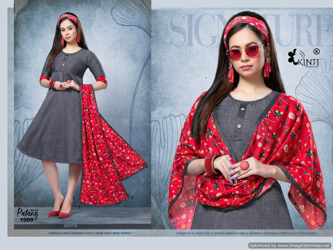 Kinti By Patang Vol 10 Kurti With Printed Stroll Collection.