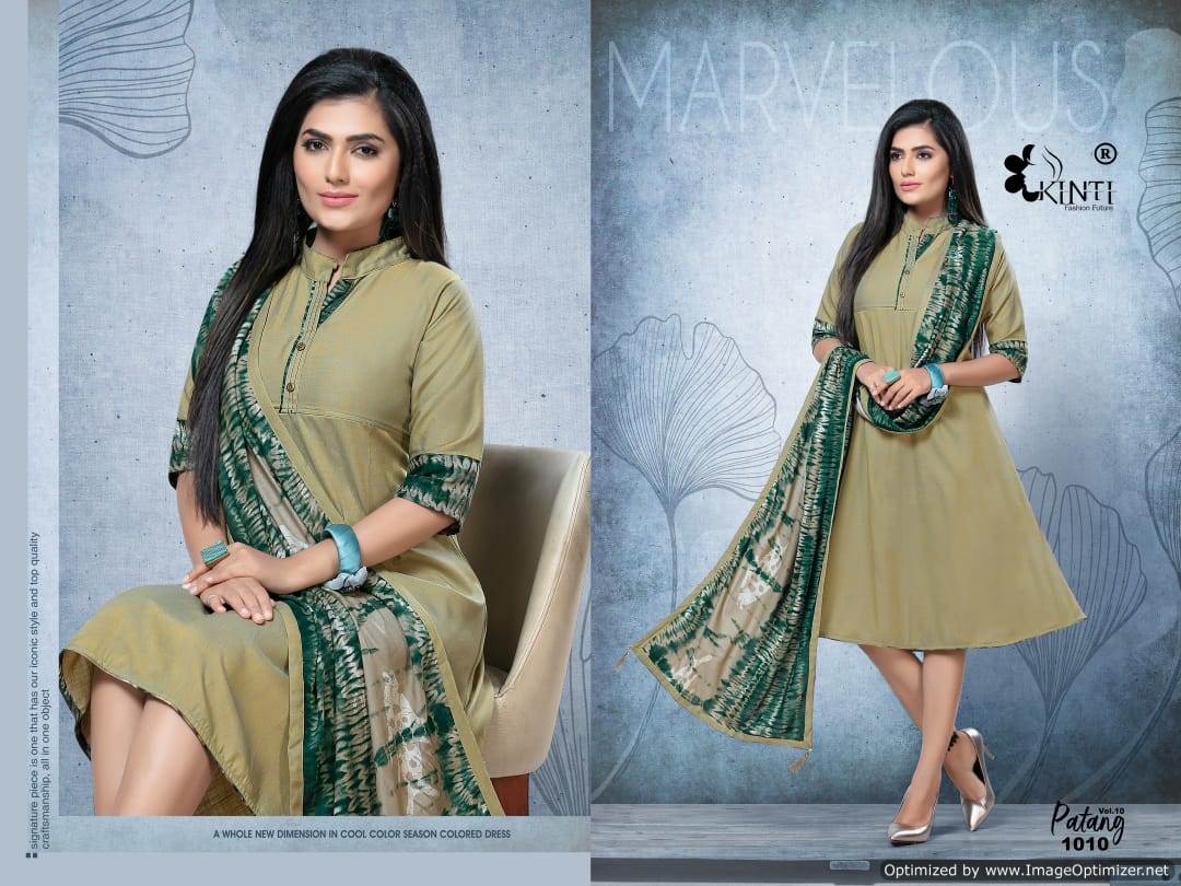Kinti By Patang Vol 10 Kurti With Printed Stroll Collection.