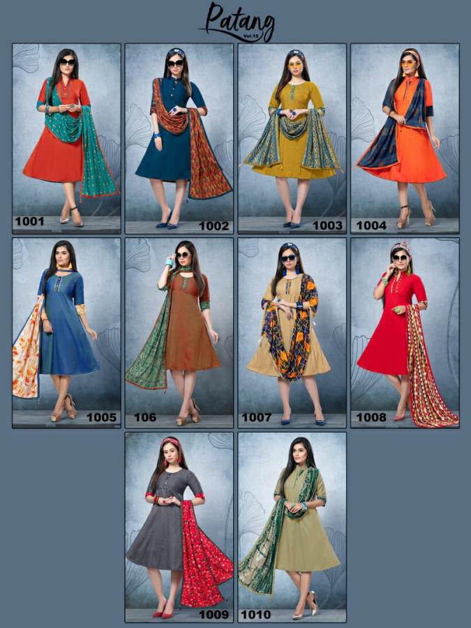 Kinti By Patang Vol 10 Kurti With Printed Stroll Collection.