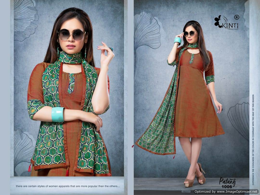 Kinti By Patang Vol 10 Kurti With Printed Stroll Collection.