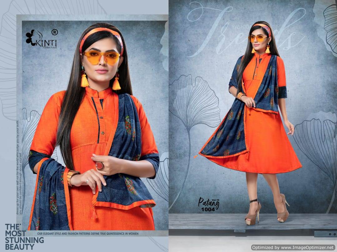 Kinti By Patang Vol 10 Kurti With Printed Stroll Collection.
