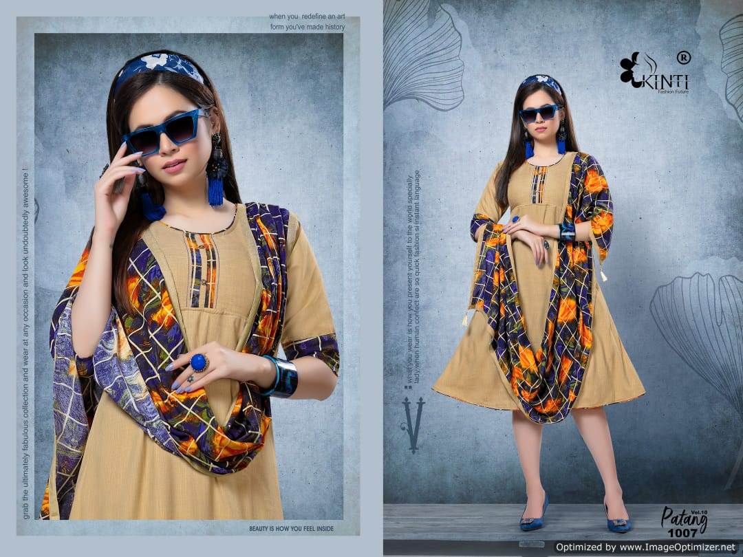 Kinti By Patang Vol 10 Kurti With Printed Stroll Collection.