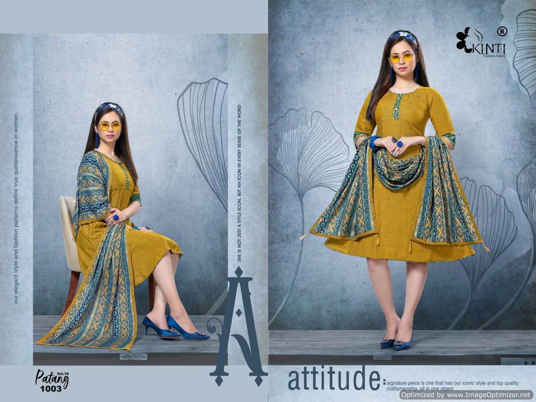 Kinti By Patang Vol 10 Kurti With Printed Stroll Collection.