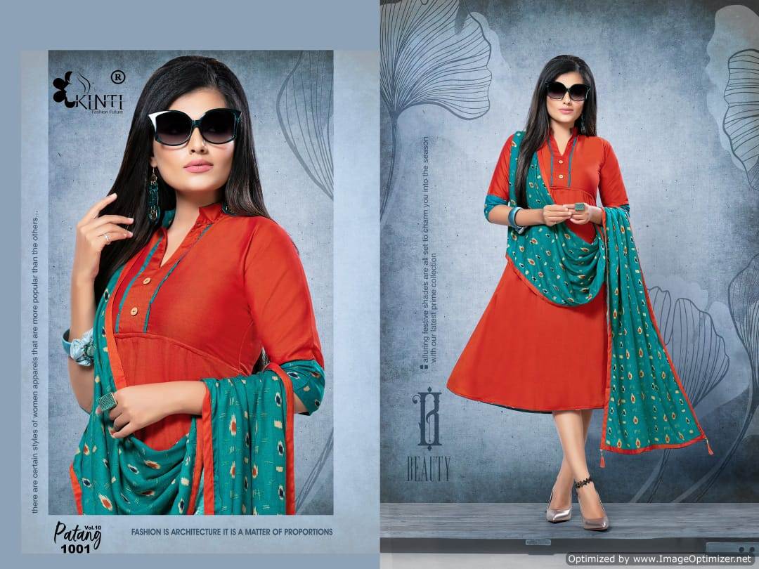 Kinti By Patang Vol 10 Kurti With Printed Stroll Collection.