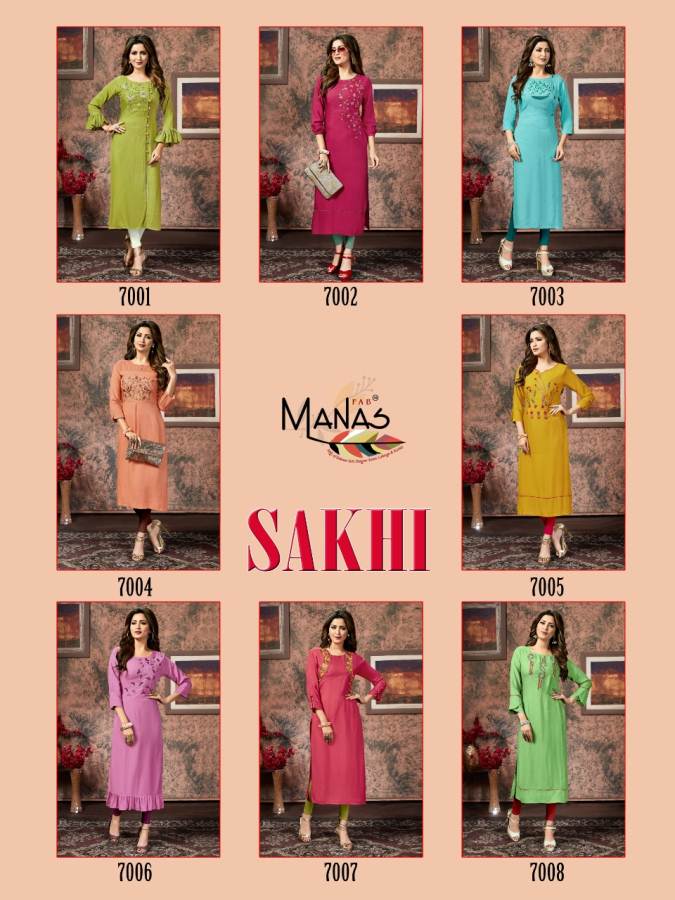 Manas By Sakhi Casual Wear Straight Cut Kurtis Collection.