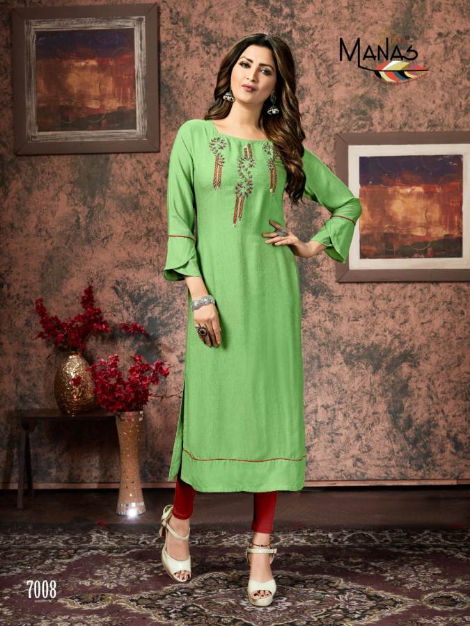 Manas By Sakhi Casual Wear Straight Cut Kurtis Collection.