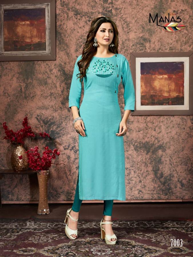 Manas By Sakhi Casual Wear Straight Cut Kurtis Collection.
