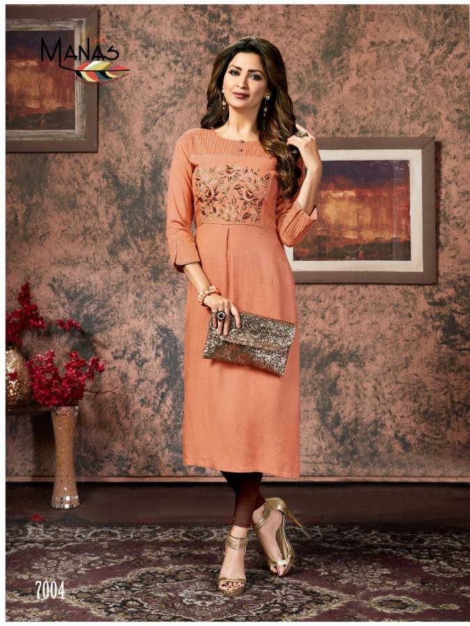 Manas By Sakhi Casual Wear Straight Cut Kurtis Collection.