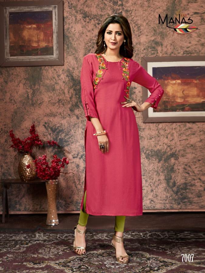 Manas By Sakhi Casual Wear Straight Cut Kurtis Collection.
