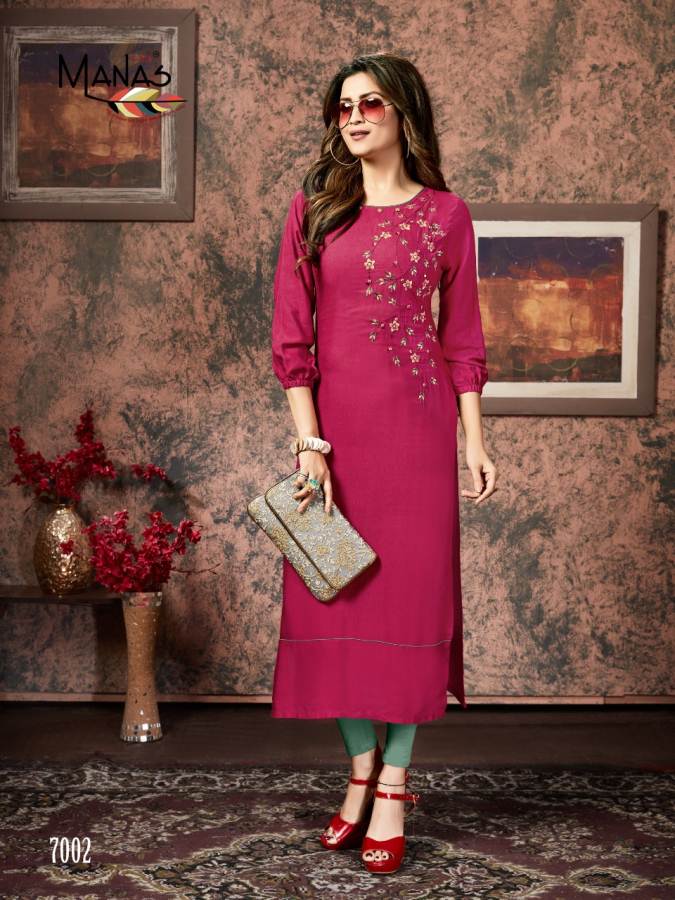 Manas By Sakhi Casual Wear Straight Cut Kurtis Collection.
