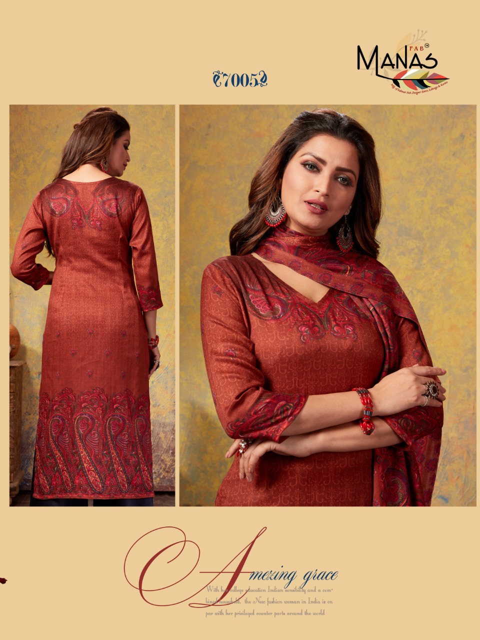 Manas Fab Present Pashmina Plazo Special Winter Collection Of Dress Material.