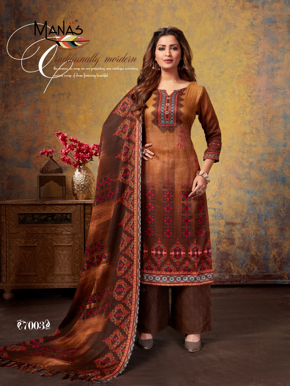 Manas Fab Present Pashmina Plazo Special Winter Collection Of Dress Material.