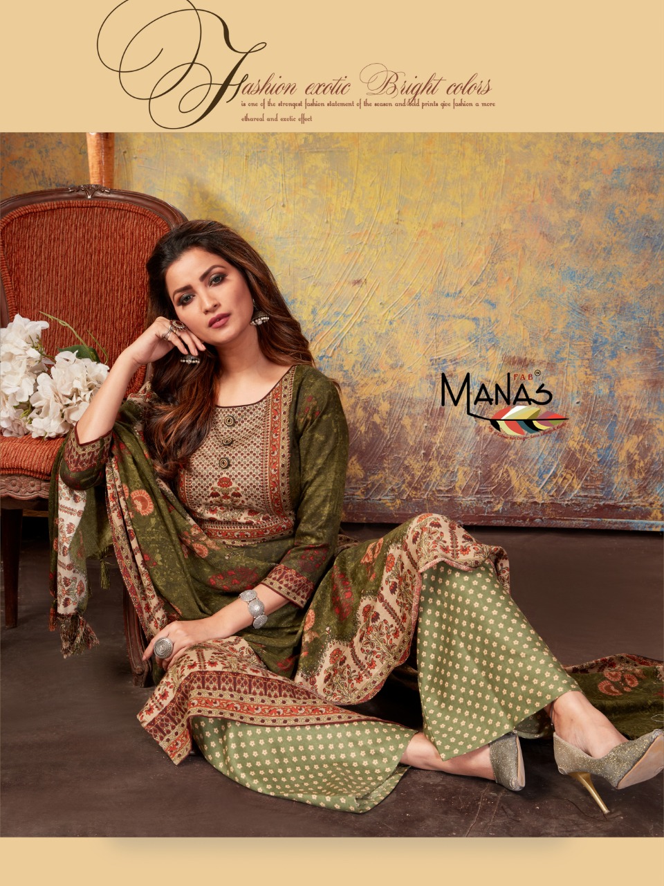 Manas Fab Present Pashmina Plazo Special Winter Collection Of Dress Material.