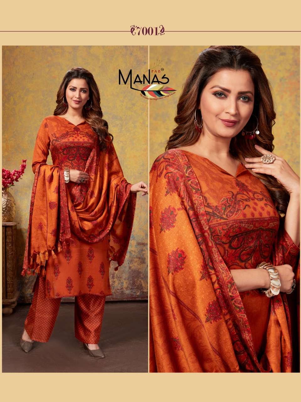 Manas Fab Present Pashmina Plazo Special Winter Collection Of Dress Material.