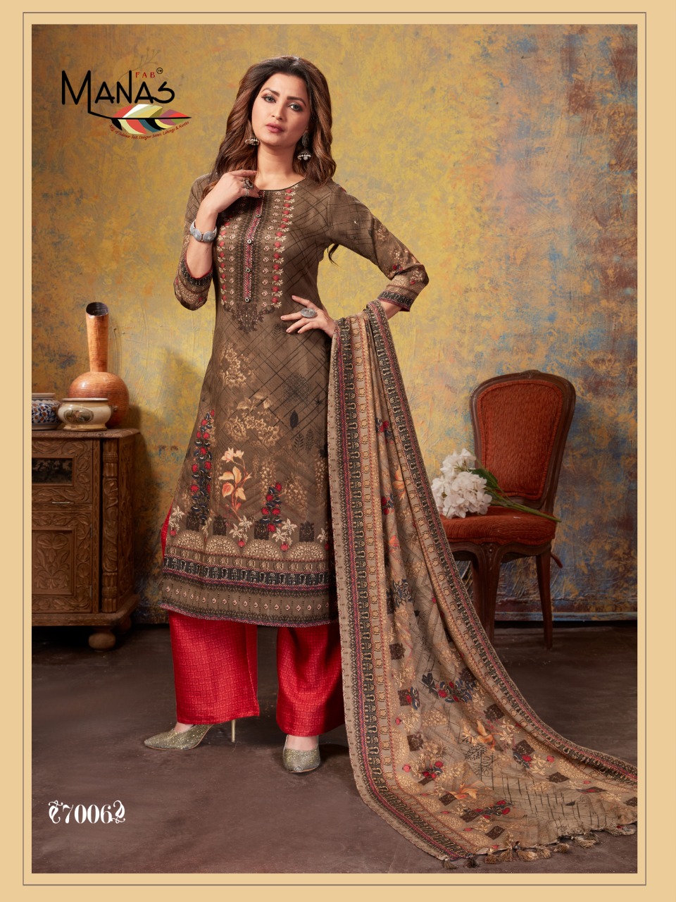 Manas Fab Present Pashmina Plazo Special Winter Collection Of Dress Material.