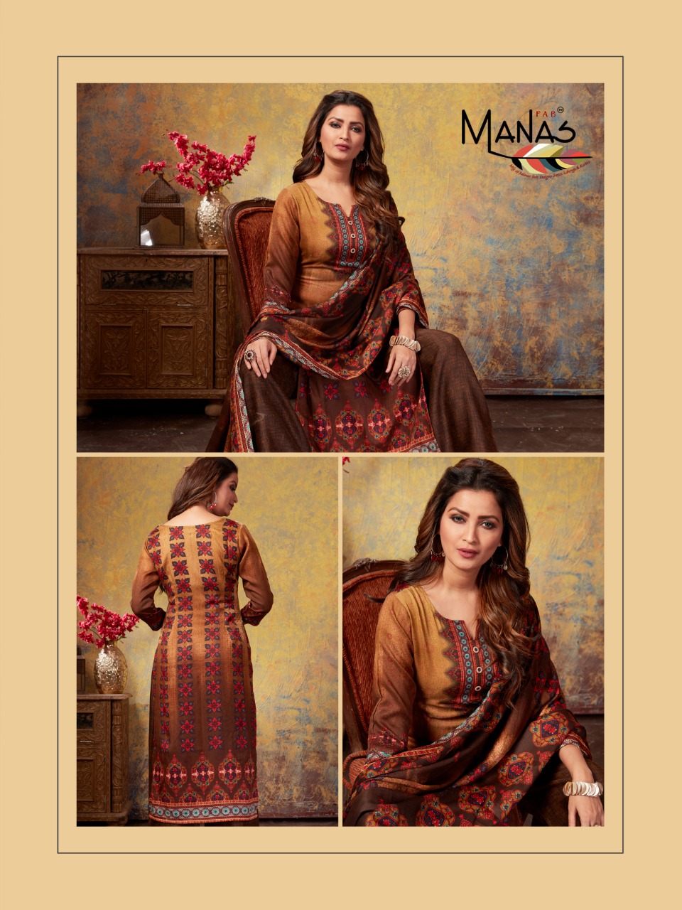 Manas Fab Present Pashmina Plazo Special Winter Collection Of Dress Material.