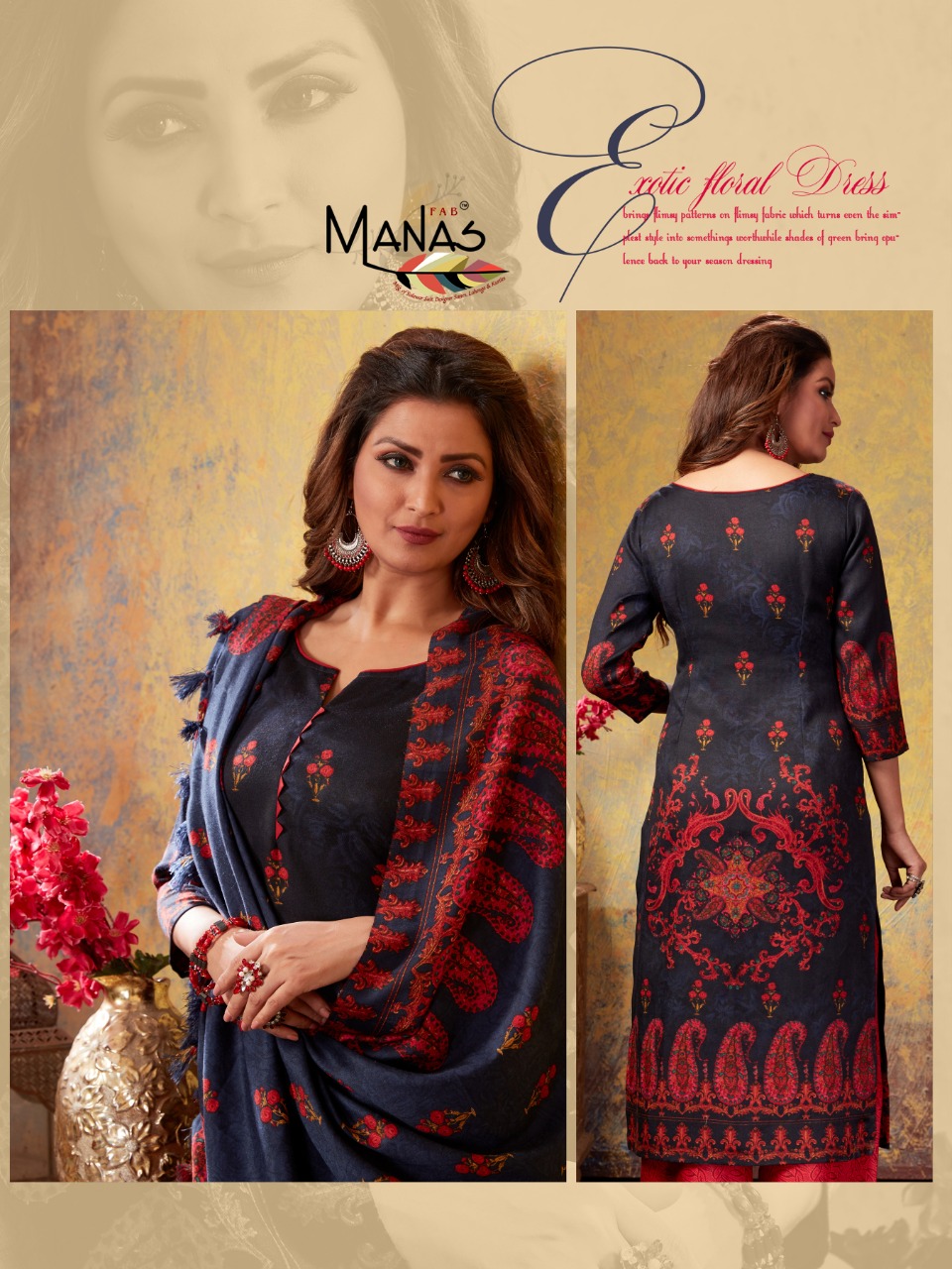 Manas Fab Present Pashmina Plazo Special Winter Collection Of Dress Material.