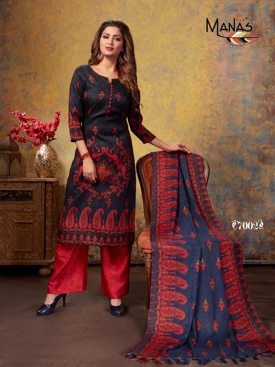 Manas Fab Present Pashmina Plazo Special Winter Collection Of Dress Material.