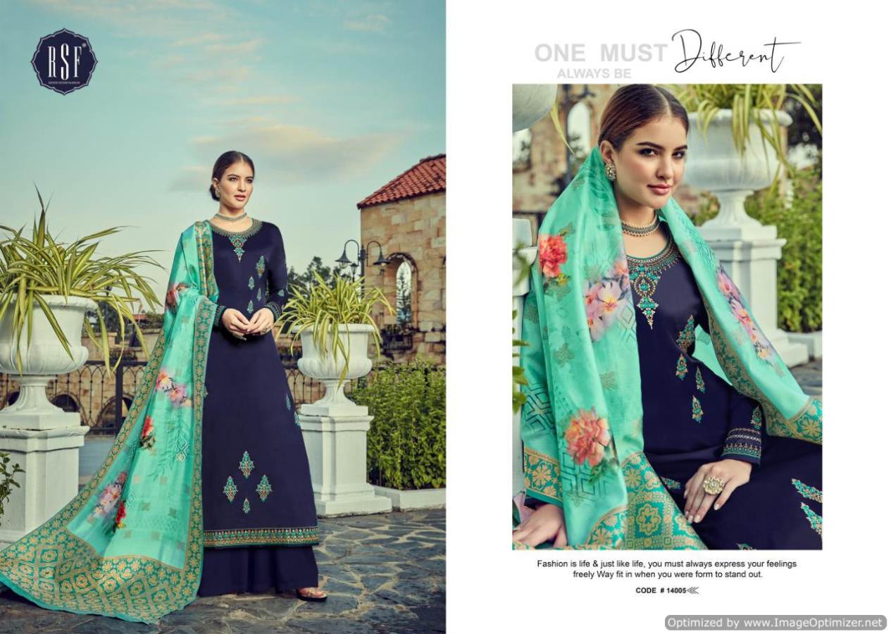 Rsf By Sheesha Pure Satin Georgette Embroidered Salwar Suits