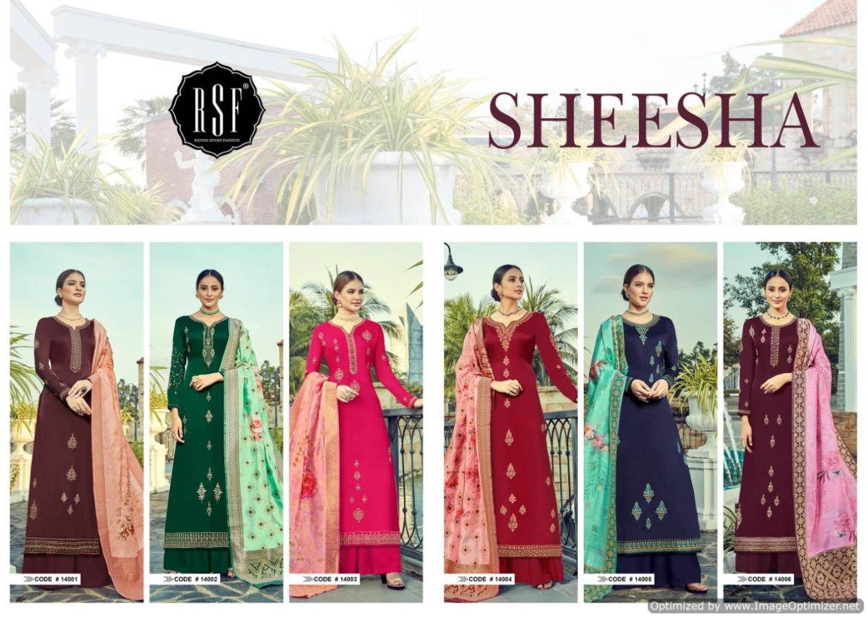 Rsf By Sheesha Pure Satin Georgette Embroidered Salwar Suits