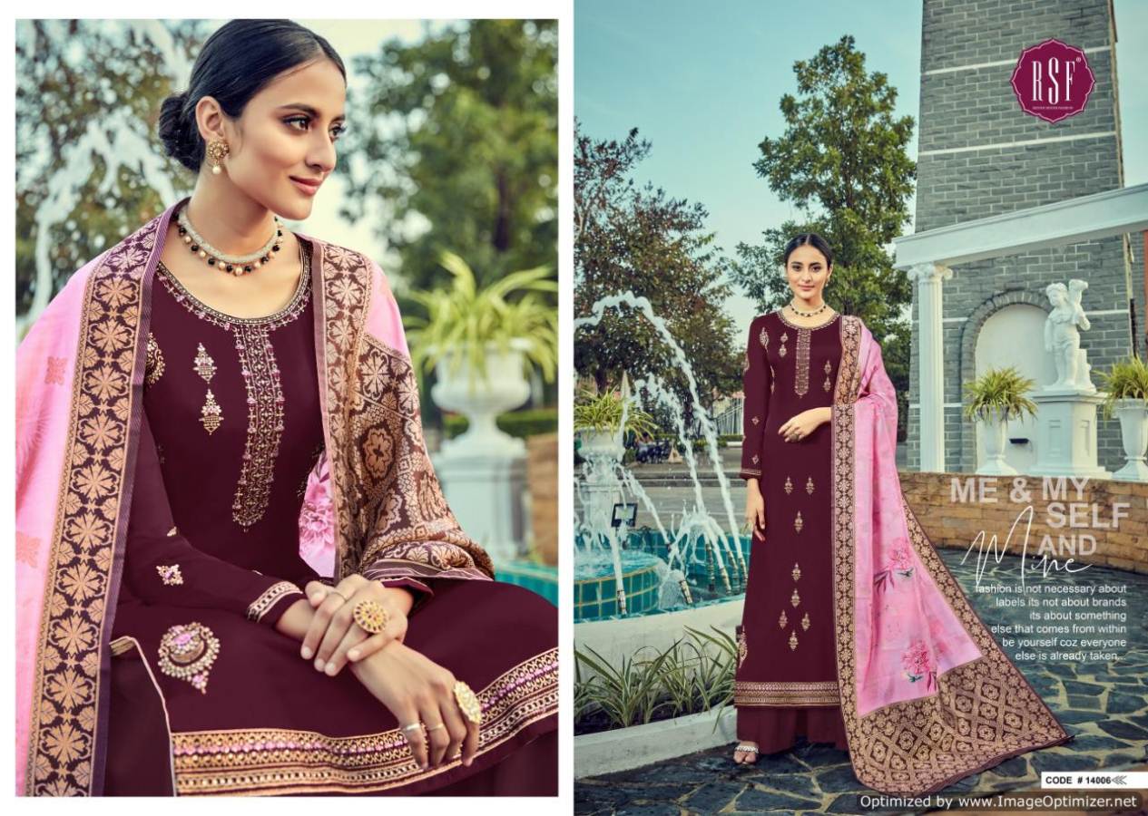 Rsf By Sheesha Pure Satin Georgette Embroidered Salwar Suits
