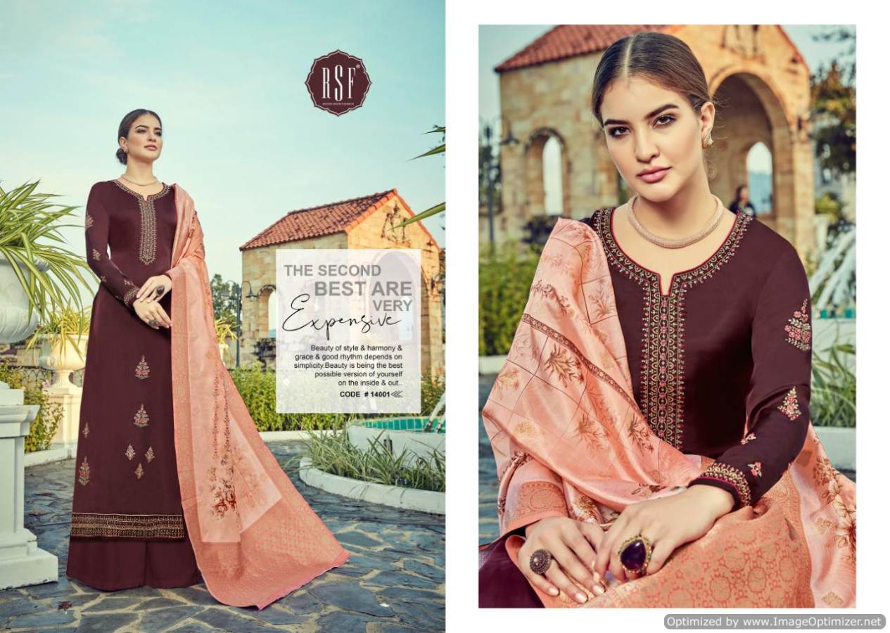 Rsf By Sheesha Pure Satin Georgette Embroidered Salwar Suits