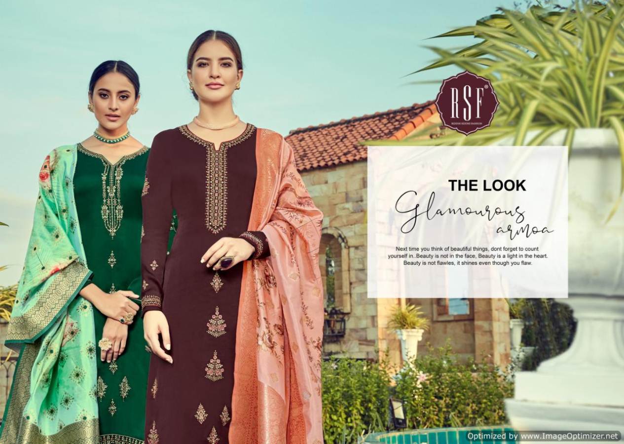 Rsf By Sheesha Pure Satin Georgette Embroidered Salwar Suits