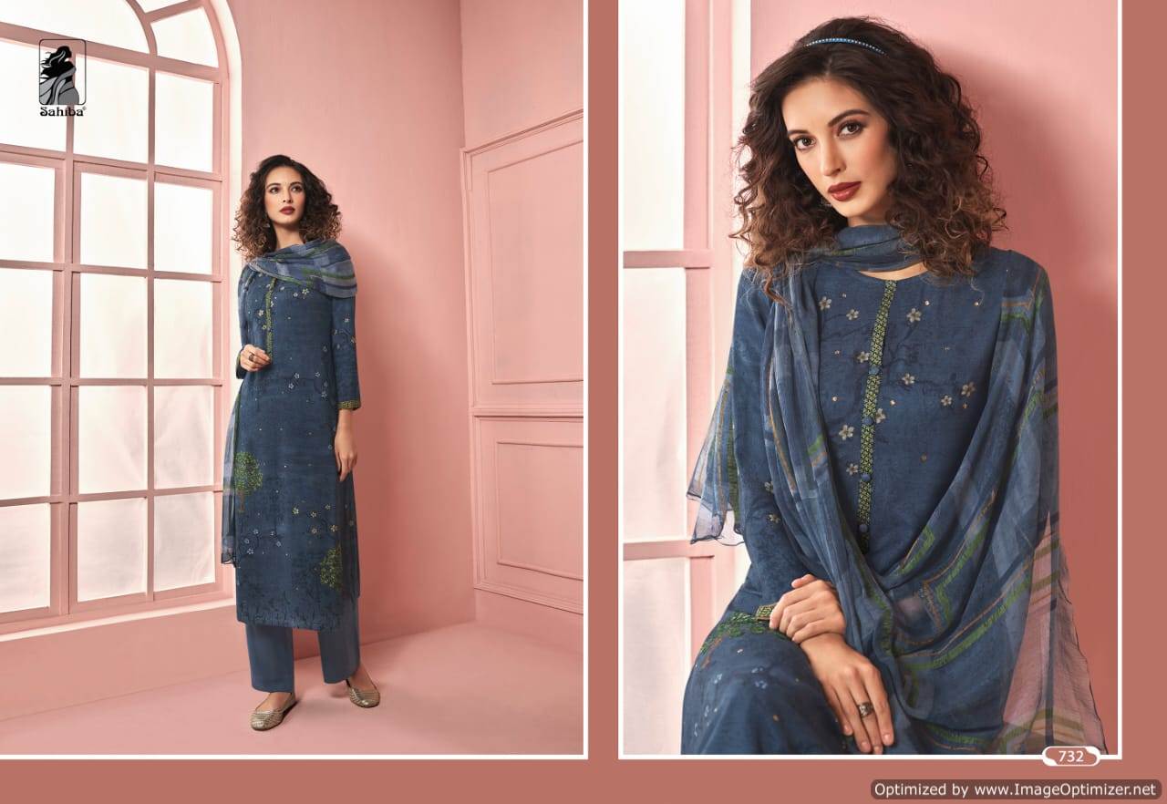 Sahiba By Meraki Heavy Digital Printed Winter Collection Of Dress Material.