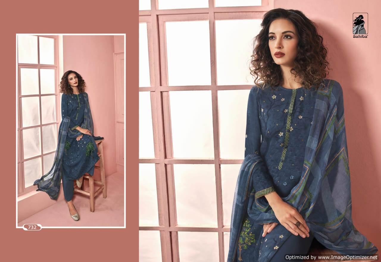 Sahiba By Meraki Heavy Digital Printed Winter Collection Of Dress Material.