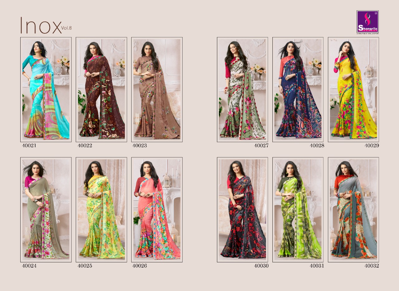 Shangrila Present Inox Vol 8 Fancy Printed Saree Catalogue.