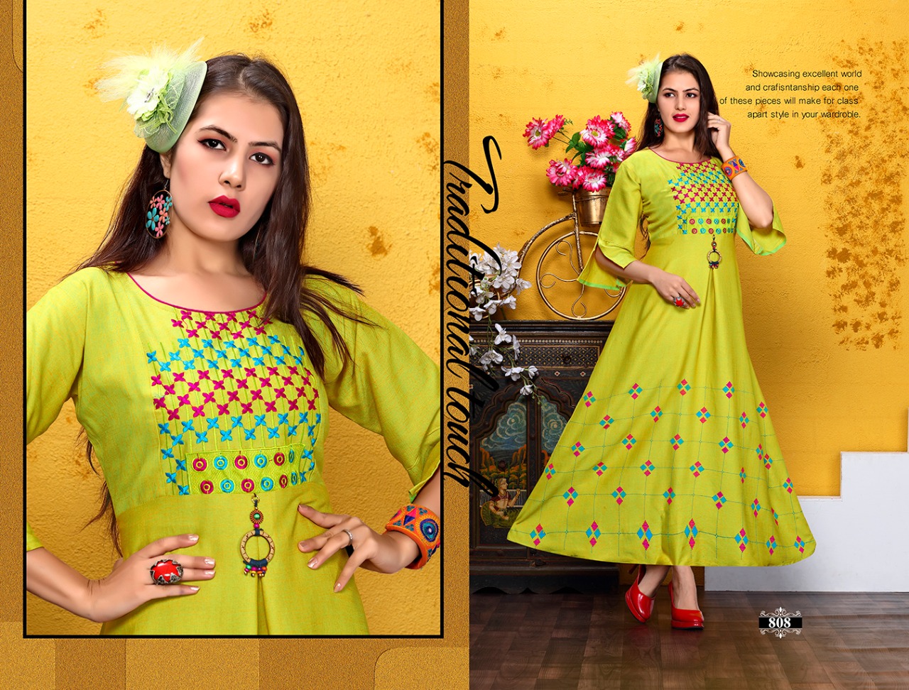 Trendy Rhythm Vol 6 Heavy Rayon Stylish Kurtis Catalogue.