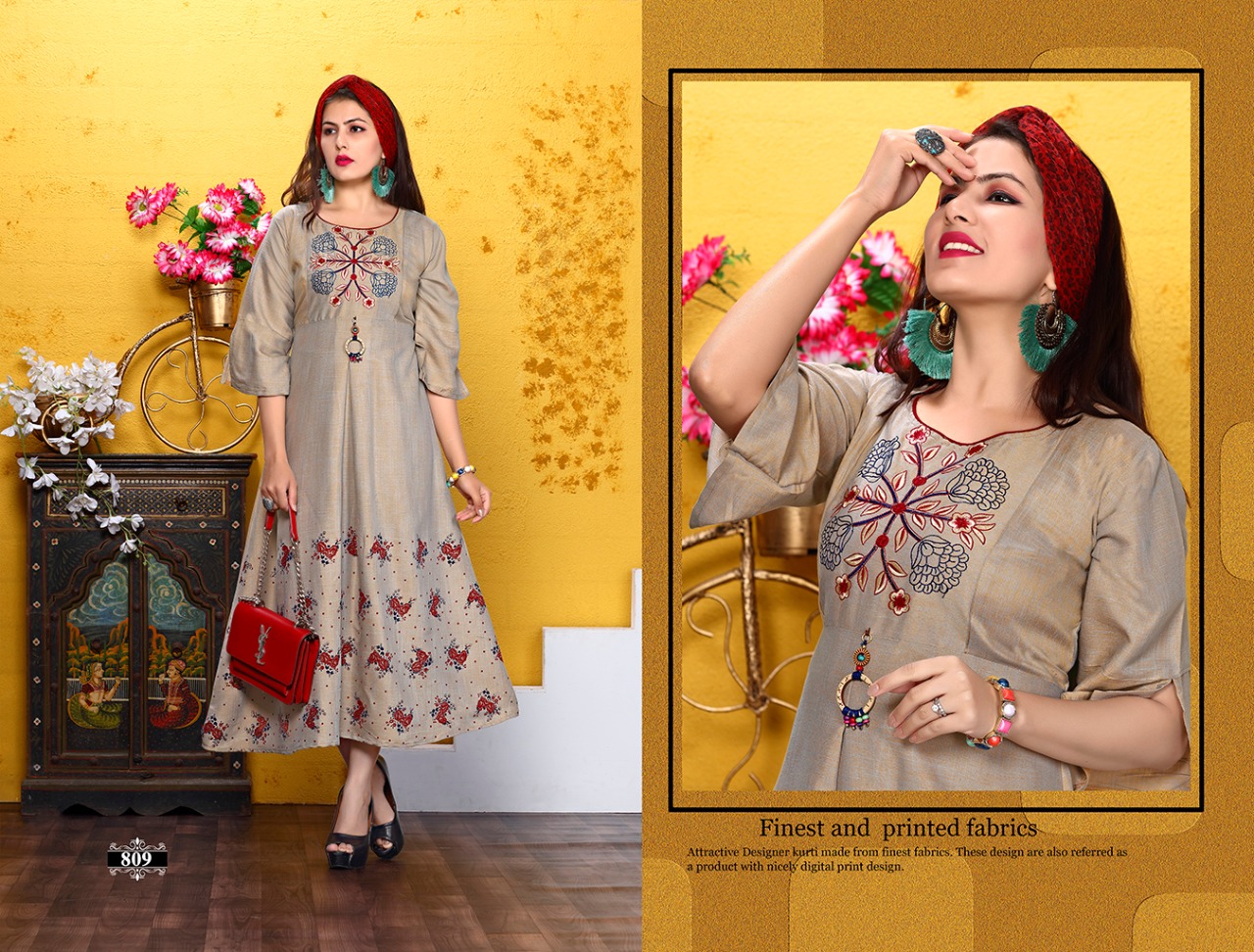 Trendy Rhythm Vol 6 Heavy Rayon Stylish Kurtis Catalogue.