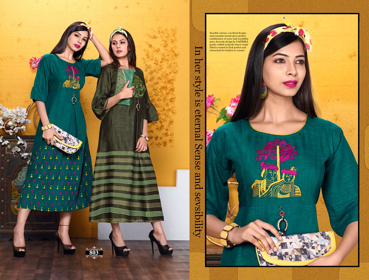 Trendy Rhythm Vol 6 Heavy Rayon Stylish Kurtis Catalogue.