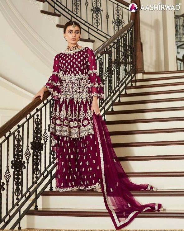 Aashirwad By Premium Sharara Designer Butterfly Net Salwar Suits