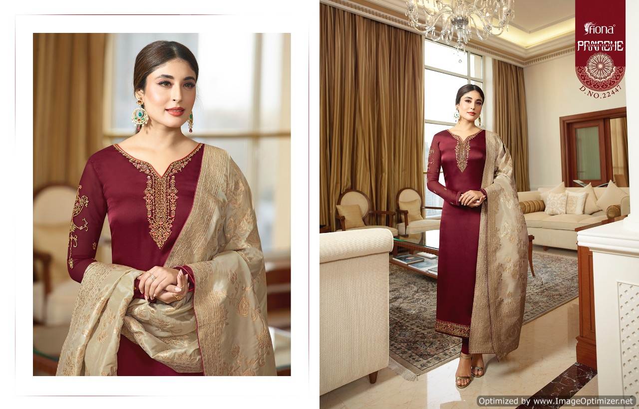 Fiona Presents Kritika Jacquard Dupatta 9 Satin Georgette Embroidered Salwar Suits
