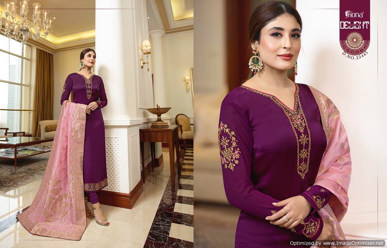 Fiona Presents Kritika Jacquard Dupatta 9 Satin Georgette Embroidered Salwar Suits