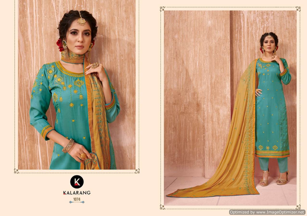 Kalarang Presents Alvira Vol  2 Designer Modal Satin Fancy Embroidered Dress Material
