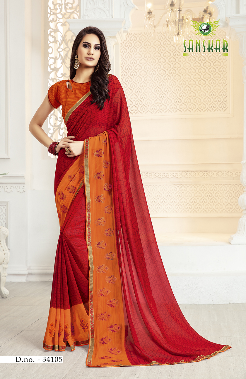 Sanskar Presents Blossom Designer Georgette Worked Saree Collection