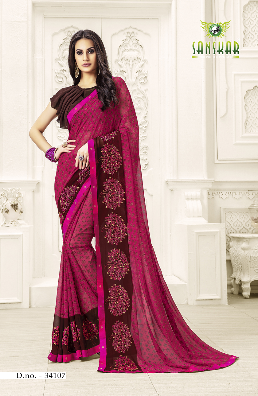 Sanskar Presents Blossom Designer Georgette Worked Saree Collection