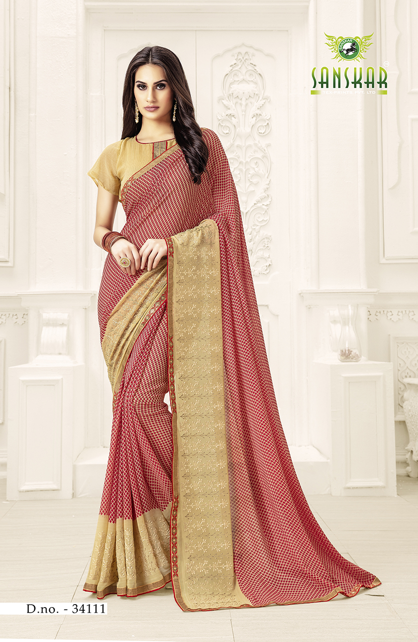 Sanskar Presents Blossom Designer Georgette Worked Saree Collection