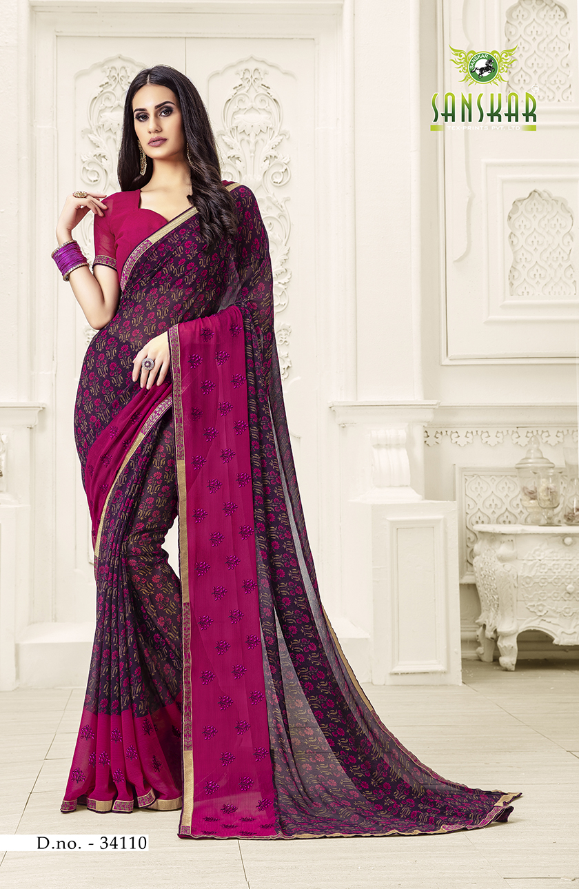 Sanskar Presents Blossom Designer Georgette Worked Saree Collection