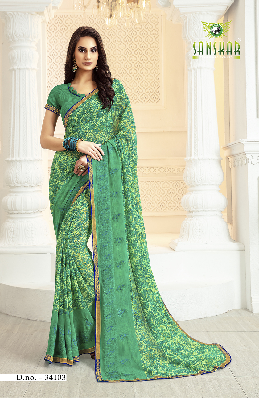 Sanskar Presents Blossom Designer Georgette Worked Saree Collection