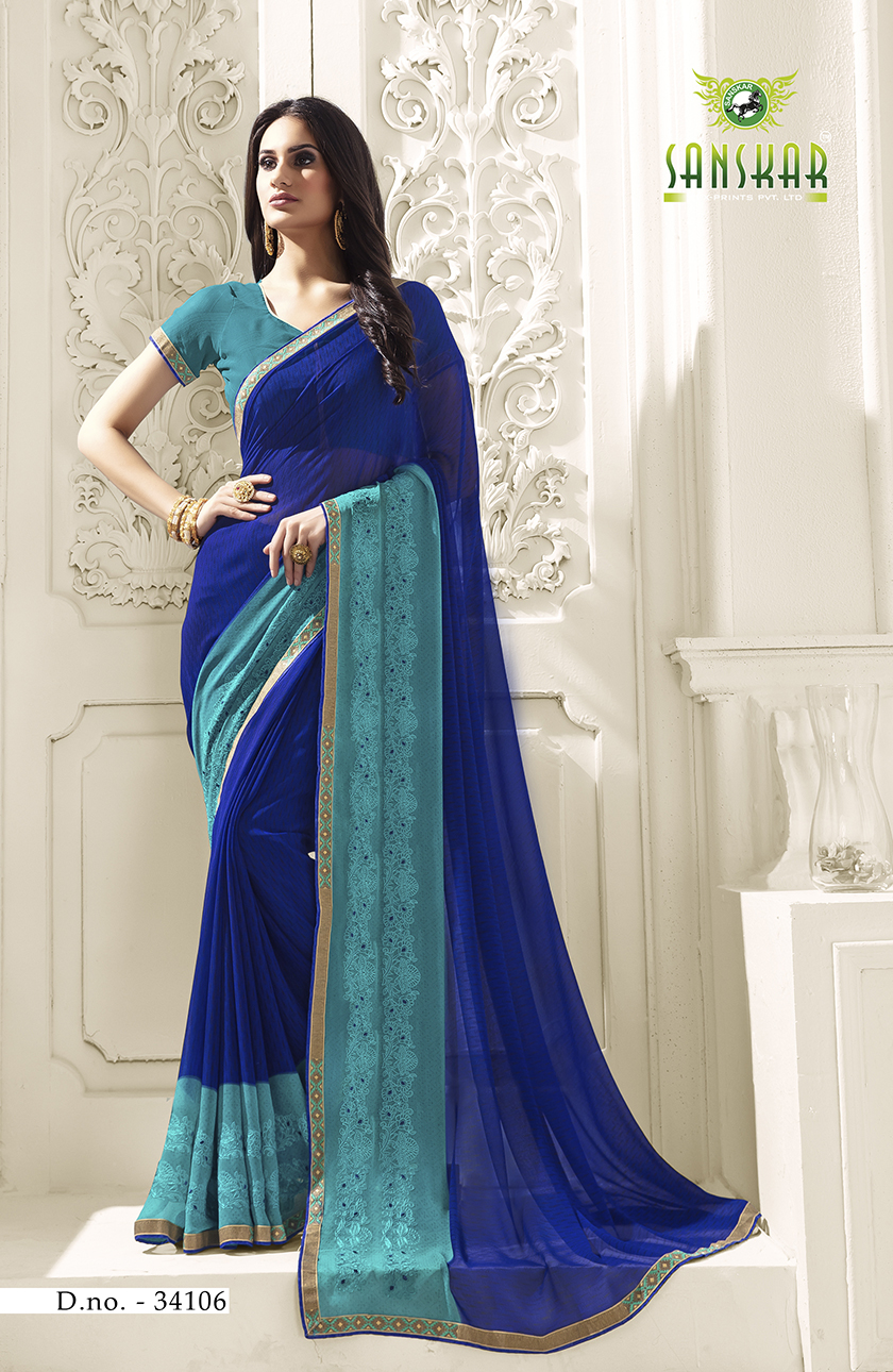 Sanskar Presents Blossom Designer Georgette Worked Saree Collection
