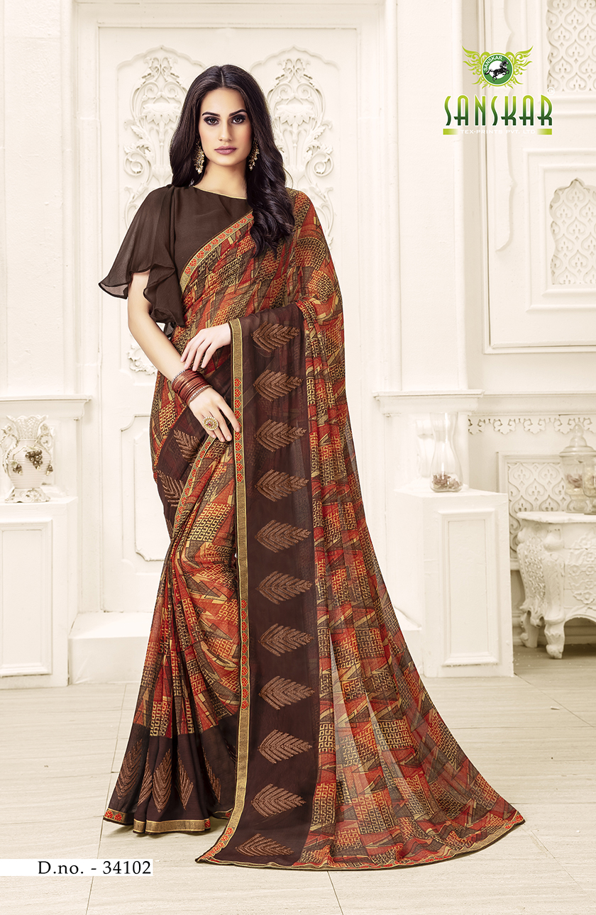 Sanskar Presents Blossom Designer Georgette Worked Saree Collection