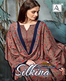 Alok Presents Silkina Pure Pashmina Designer Dress Material