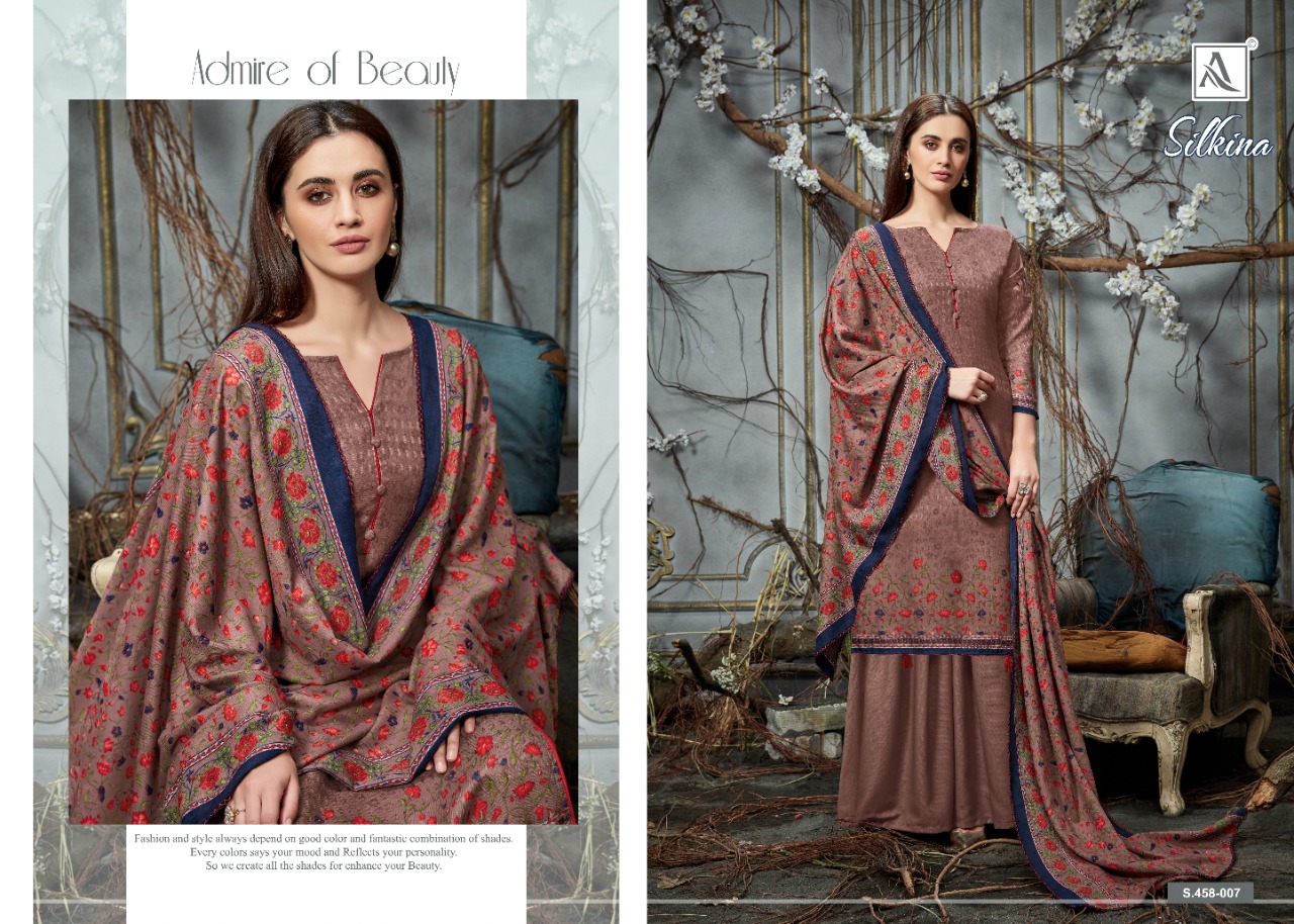 Alok Presents Silkina Pure Pashmina Designer Dress Material