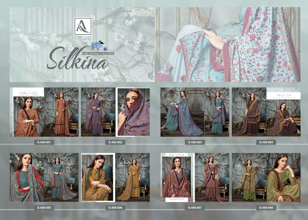 Alok Presents Silkina Pure Pashmina Designer Dress Material