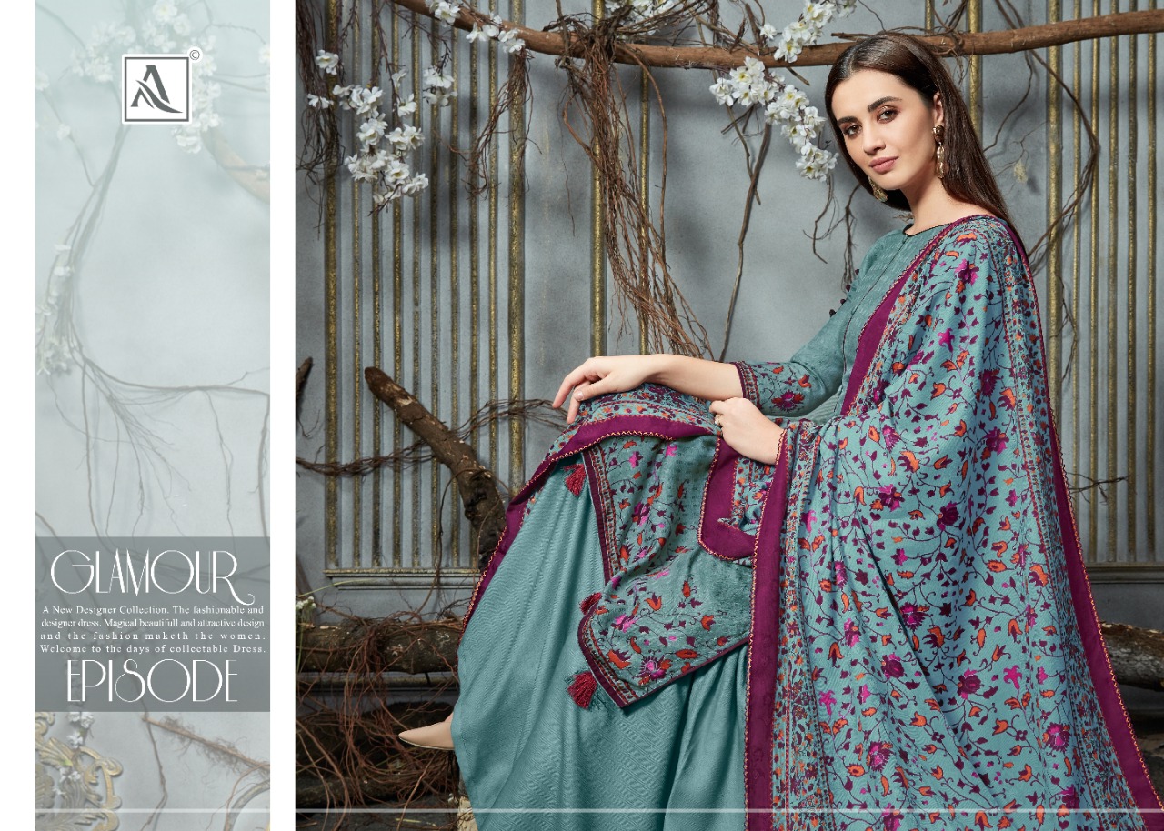 Alok Presents Silkina Pure Pashmina Designer Dress Material