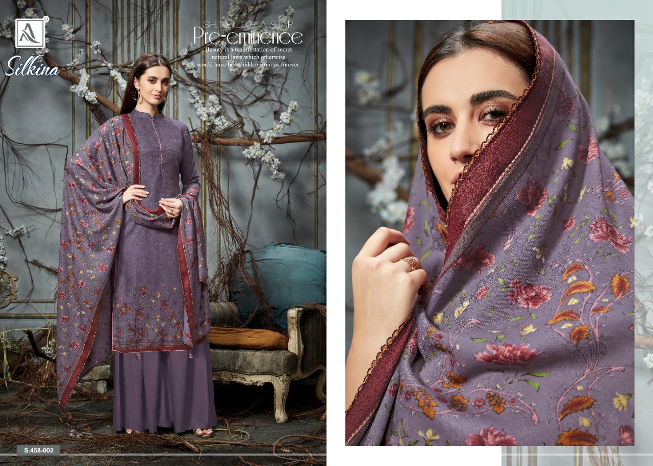 Alok Presents Silkina Pure Pashmina Designer Dress Material