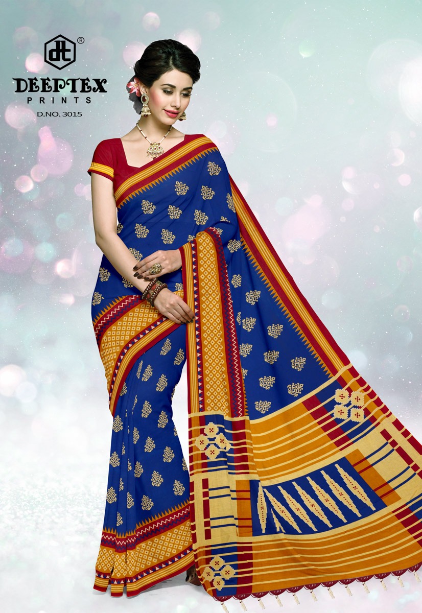 Deeptex Presents Ikkat Special 3 Pure Cotton Printed Saree